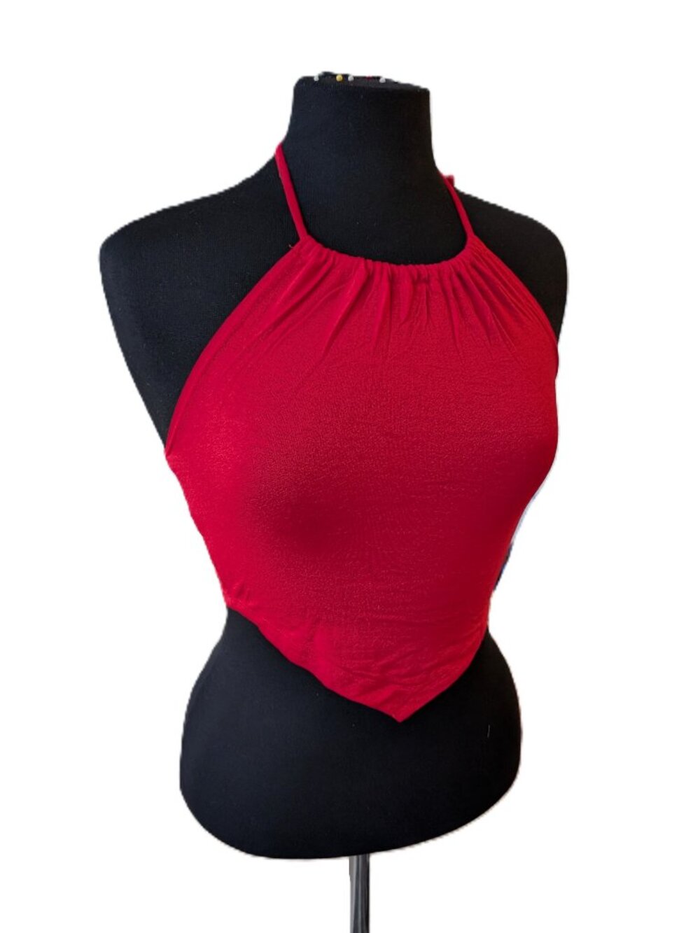 NWOT Cherry Red Ruched Halter Bra Crop Top | Small